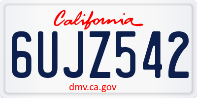 CA license plate 6UJZ542
