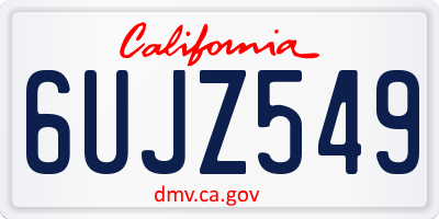 CA license plate 6UJZ549