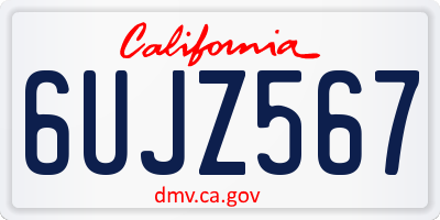 CA license plate 6UJZ567