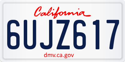 CA license plate 6UJZ617