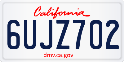 CA license plate 6UJZ702