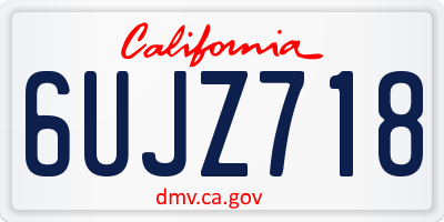 CA license plate 6UJZ718