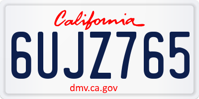 CA license plate 6UJZ765