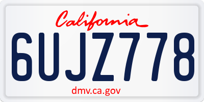 CA license plate 6UJZ778