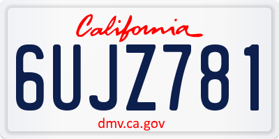 CA license plate 6UJZ781