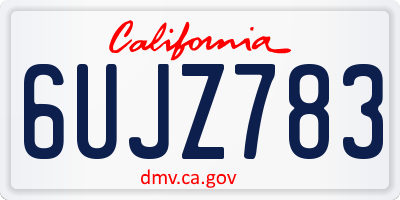 CA license plate 6UJZ783