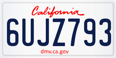 CA license plate 6UJZ793