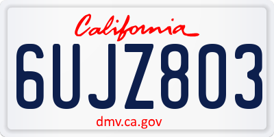 CA license plate 6UJZ803
