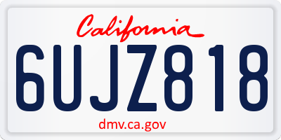 CA license plate 6UJZ818