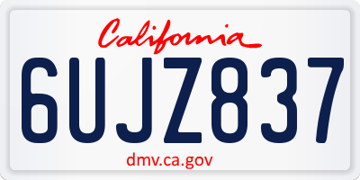 CA license plate 6UJZ837