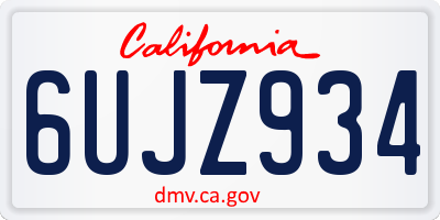 CA license plate 6UJZ934