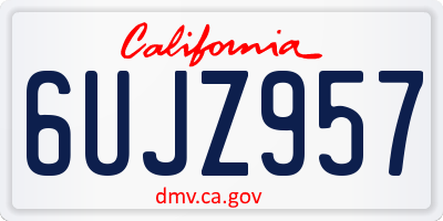 CA license plate 6UJZ957