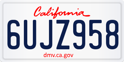 CA license plate 6UJZ958