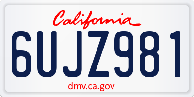 CA license plate 6UJZ981