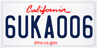 CA license plate 6UKA006