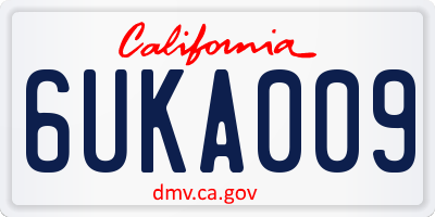 CA license plate 6UKA009