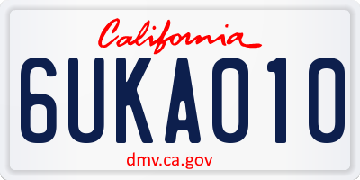 CA license plate 6UKA010