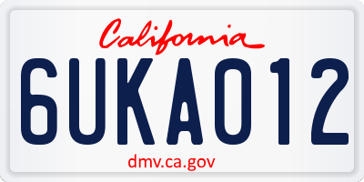 CA license plate 6UKA012