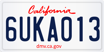 CA license plate 6UKA013