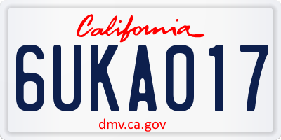 CA license plate 6UKA017