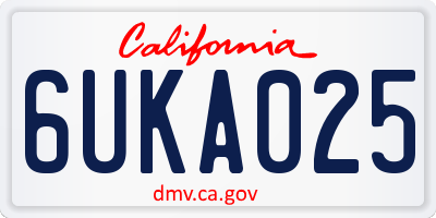 CA license plate 6UKA025