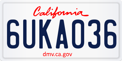 CA license plate 6UKA036