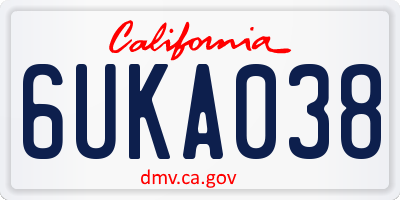 CA license plate 6UKA038