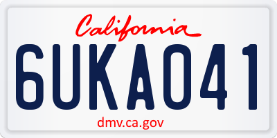 CA license plate 6UKA041