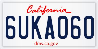 CA license plate 6UKA060