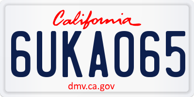 CA license plate 6UKA065