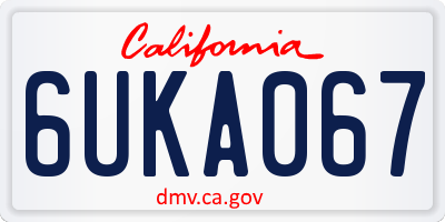 CA license plate 6UKA067