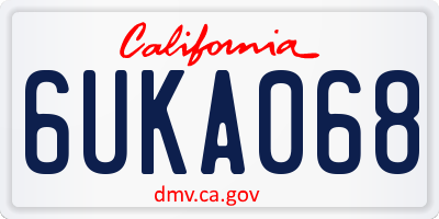 CA license plate 6UKA068