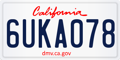 CA license plate 6UKA078
