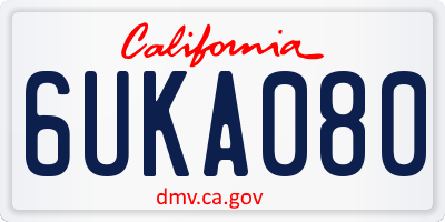 CA license plate 6UKA080