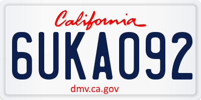 CA license plate 6UKA092