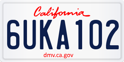 CA license plate 6UKA102