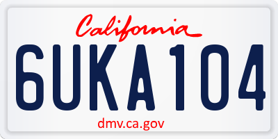 CA license plate 6UKA104