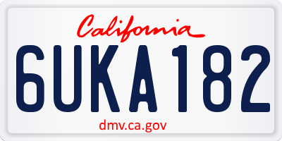 CA license plate 6UKA182