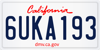 CA license plate 6UKA193