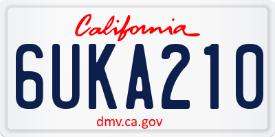 CA license plate 6UKA210