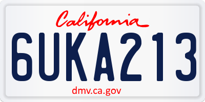 CA license plate 6UKA213