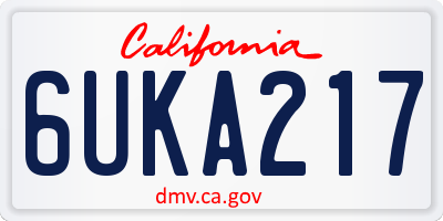 CA license plate 6UKA217