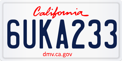 CA license plate 6UKA233