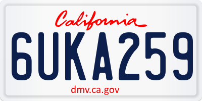 CA license plate 6UKA259