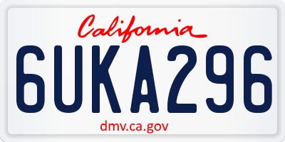 CA license plate 6UKA296