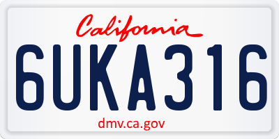 CA license plate 6UKA316