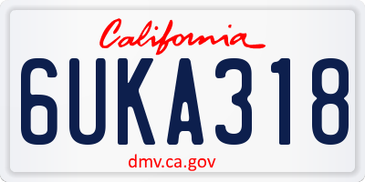 CA license plate 6UKA318