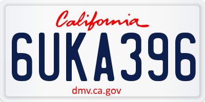 CA license plate 6UKA396