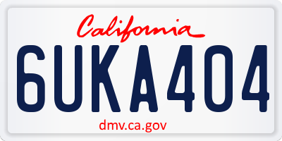 CA license plate 6UKA404