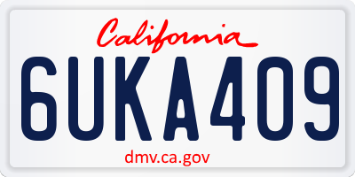 CA license plate 6UKA409